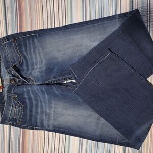 BKE Blue Boot Cut Jeans with Distressed Fading